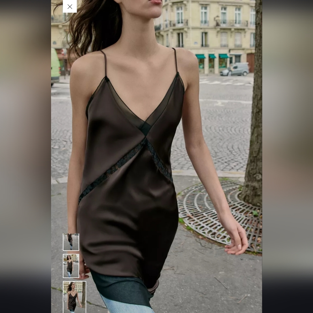 Zara Brown Asymmetrical Dress - Picture 3 of 10